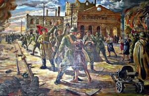 Вокзал в дебальцево у фашистов отбили в 1943 году (картина художника И.Рыжикова)